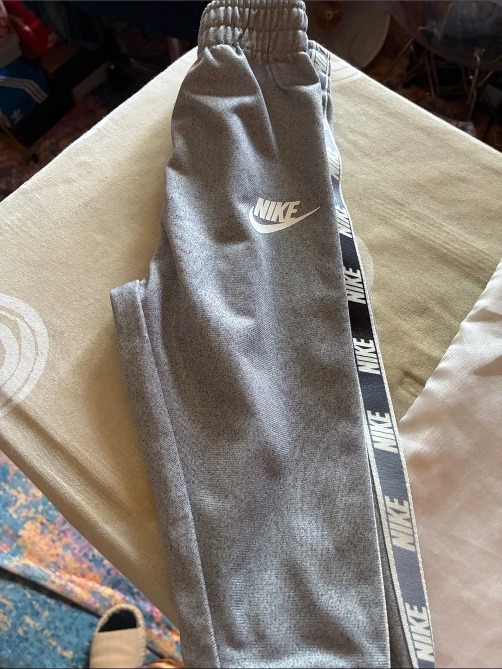 Nike Kids Gray Logo Joggers with Branded Tape